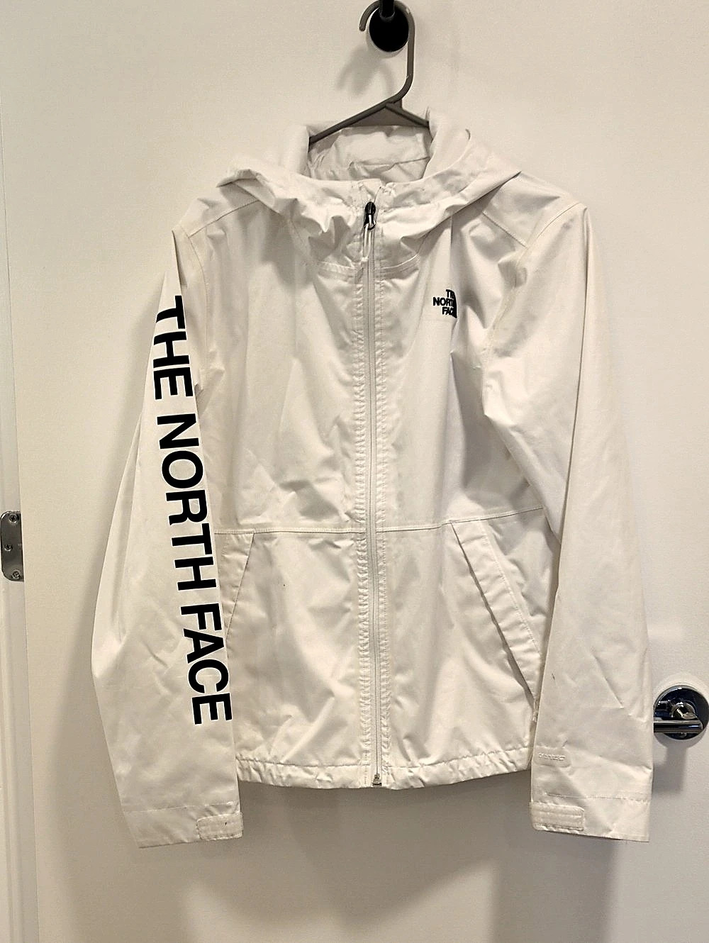 The North Face Rain Jacket Mens Small White Hooded Jacket
